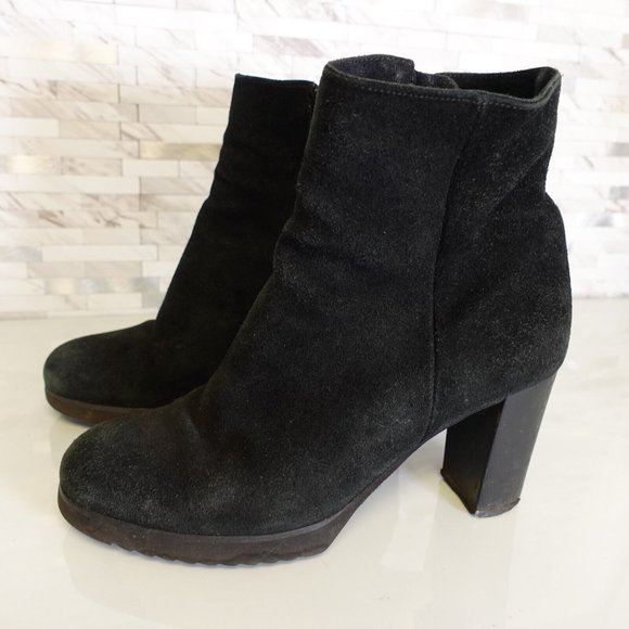 La Canadienne Boots Womens Leather 10 Black Ankle Booties Heel Zip Suede Myranda - Picture 1 of 16